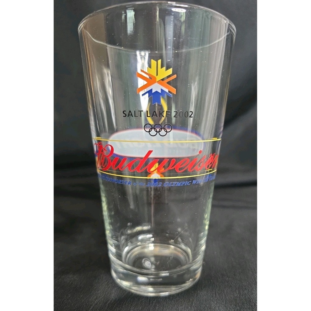 Vintage Budweiser Salt Lake 2002 Winter Olympics Beer Pint Glass Bud Light